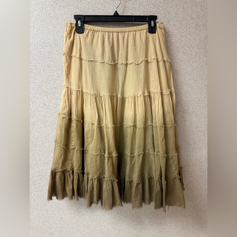 Etc Women Size Small Bohemian Boho Gypsy Brown‎ Ombre maxi Tiered Skirt